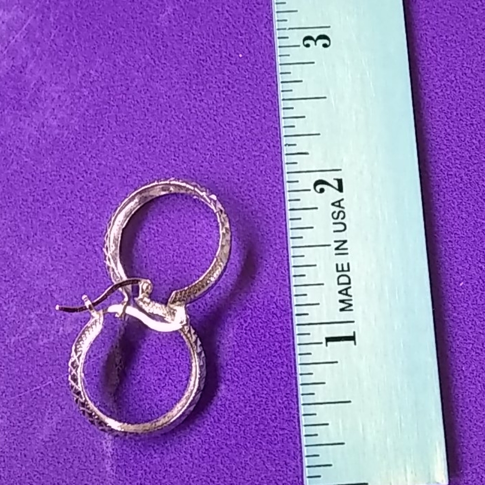 Diamond Cut Solid Silver Loop Earrings - image 5